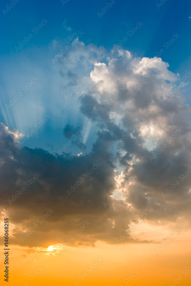 colorful dramatic sky with cloud at sunset