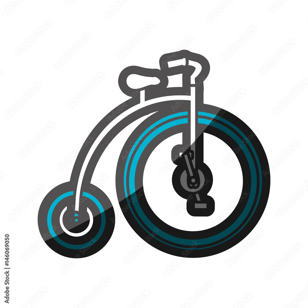 color silhouette with penny farthing with blue wheels vector illustration color silhouette with penny farthing with blue wheels vector illustration