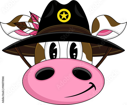 Cute Cartoon Wild West Cow Cowboy