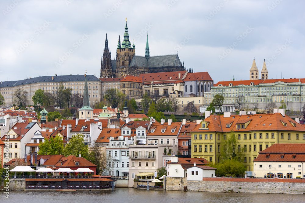 Prague panorama city skyline and castle