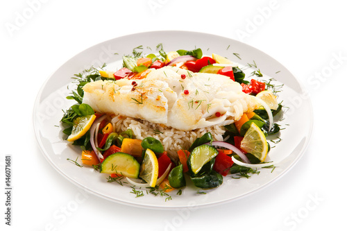 Roast fish with white rice