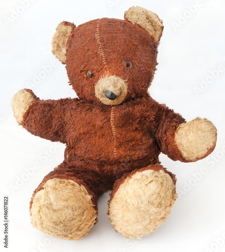 Картината върху платно Old, worn, threadbare vintage 1940s teddy bear. Isolated.