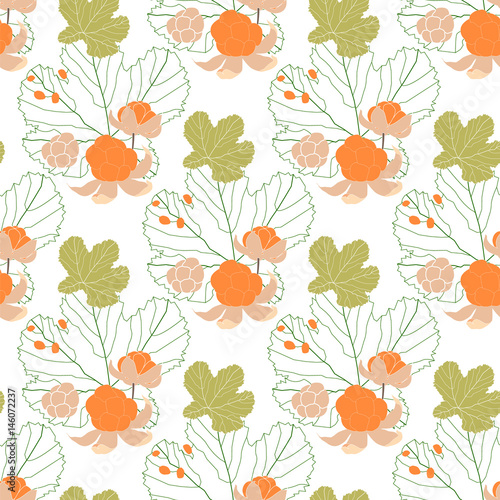 Seamless pattern with cloudberry. 