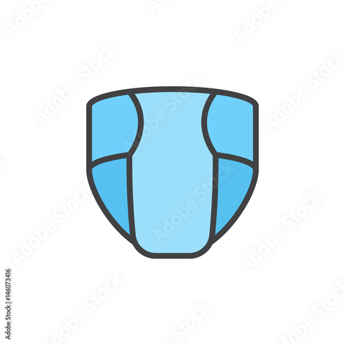 Disposable nappy, diaper filled outline icon, line vector sign, linear colorful pictogram. Symbol, logo illustration. Pixel perfect