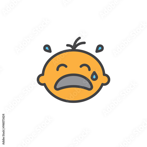 Crying baby filled outline icon, line vector sign, linear colorful pictogram. Symbol, logo illustration. Pixel perfect