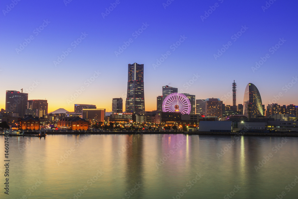 Japan twilight at Yokohama city
