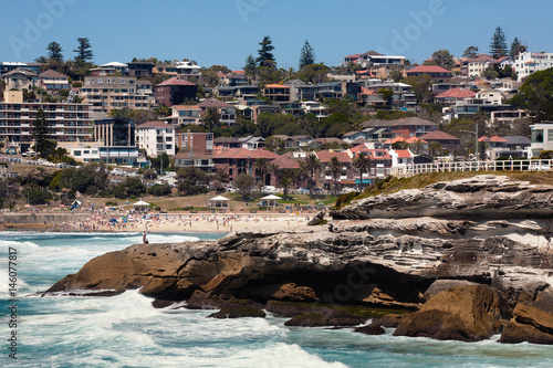 Photography view of the beautiful beachside suburb of Bronte, from the walk to the other suburb of Bondi beach in a sunny day of summer, Australia