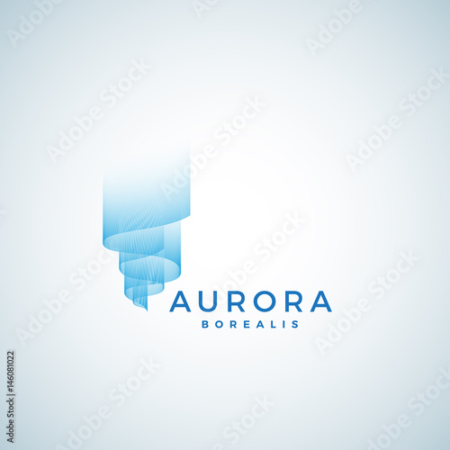 Aurora Borealis Abstract Vector Sign, Emblem or Logo Template. Premium Quality Symbol.