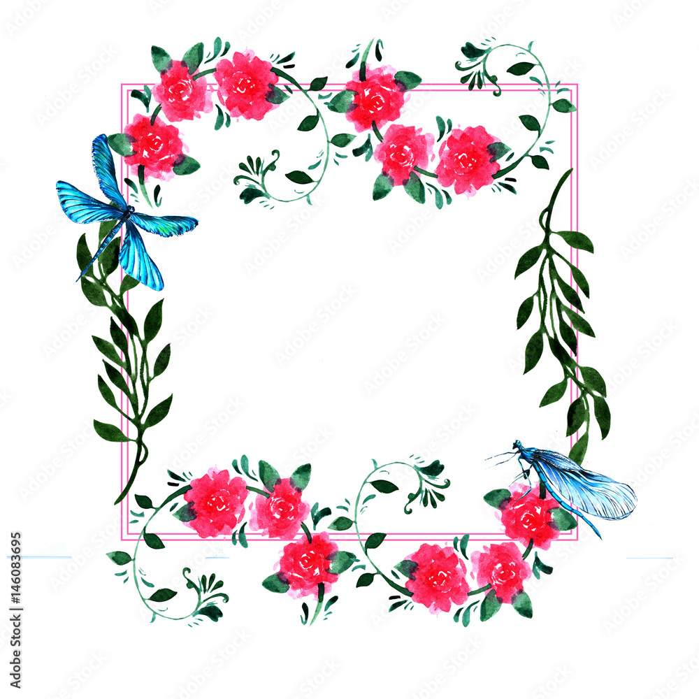 Wildflower peony flower frame in a watercolor style isolated. Wildflower peony flower frame in a watercolor style isolated.
