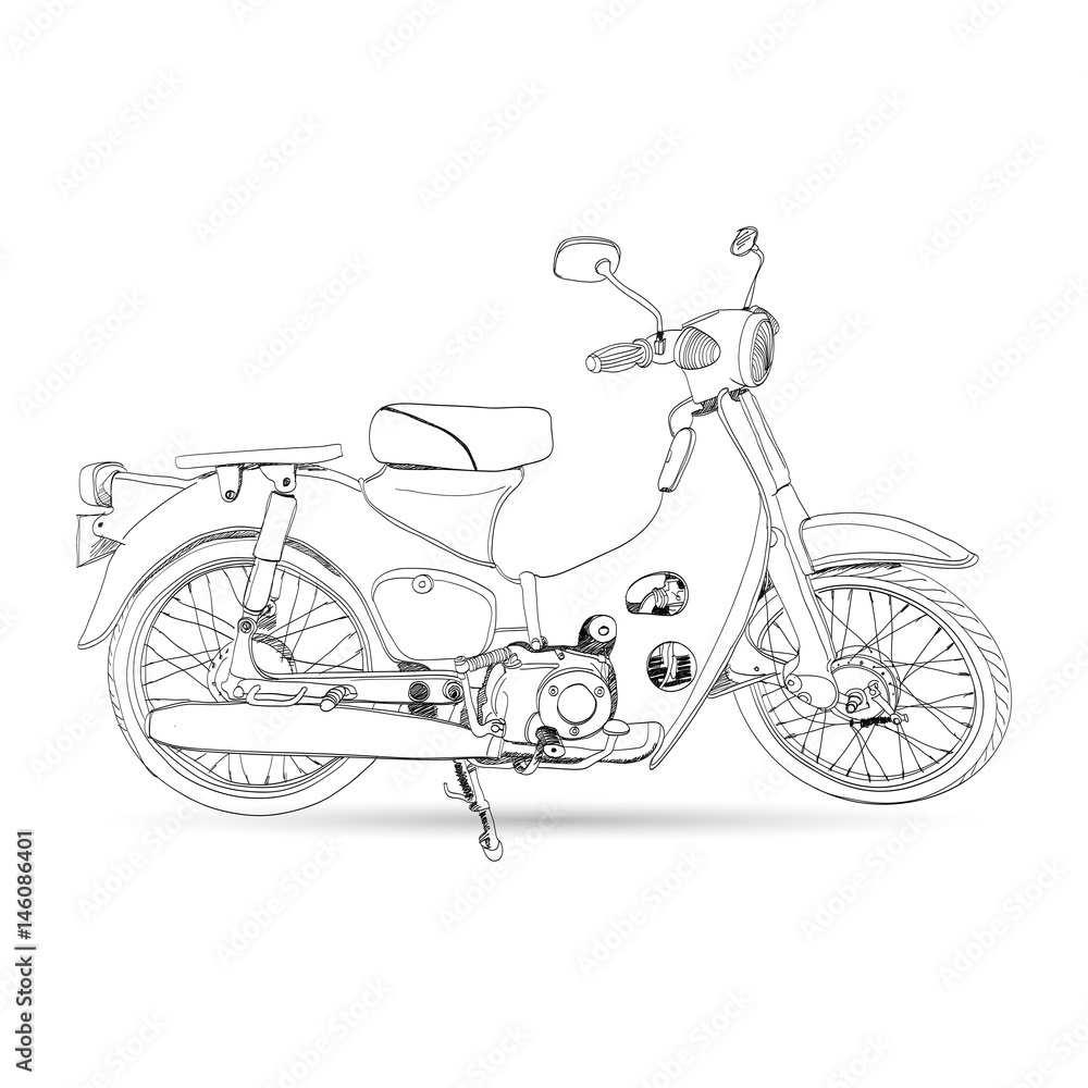 Obraz premium Motorcycle classic sketch vector