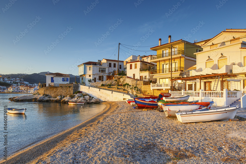 Kokkari village on Samos island, Greece.