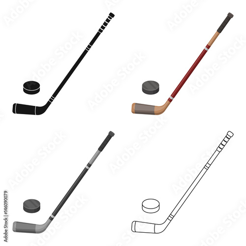 Hockey stick and washer. Canada single icon in cartoon style vector symbol stock illustration web.