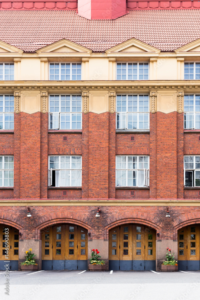 Fototapeta premium Brick old building front