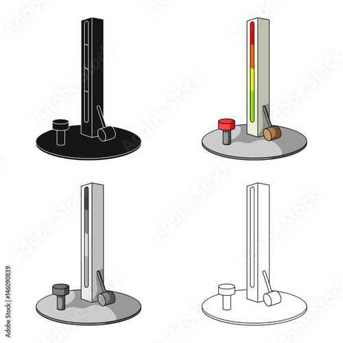 Entertainment on the impact force. Beat the hammer on the stand.Amusement park single icon in cartoon style vector symbol stock illustration.