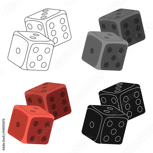 Dice for games in the casino. Stones to throw on the table for good luck.Kasino single icon in cartoon style vector symbol stock illustration.