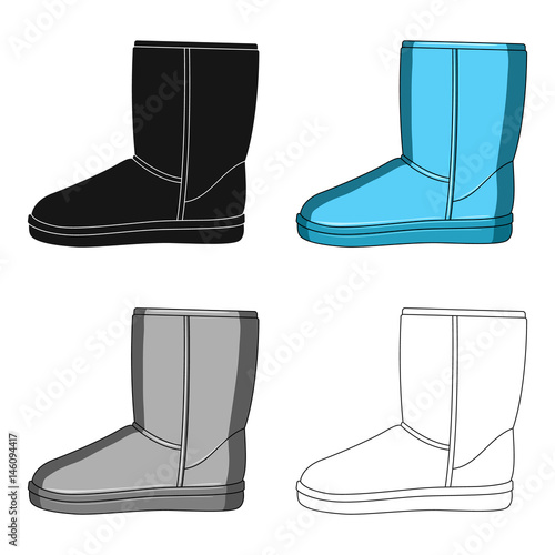 Warm winter blue ugg boots. Comfortable winter shoes for everyday wear .Different shoes single icon in cartoon style vector symbol stock illustration.