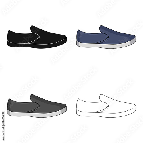 Blue men summer espadrilles . Summer comfortable shoes on the bare feet for everyday wear.Different shoes single icon in cartoon style vector symbol stock illustration.