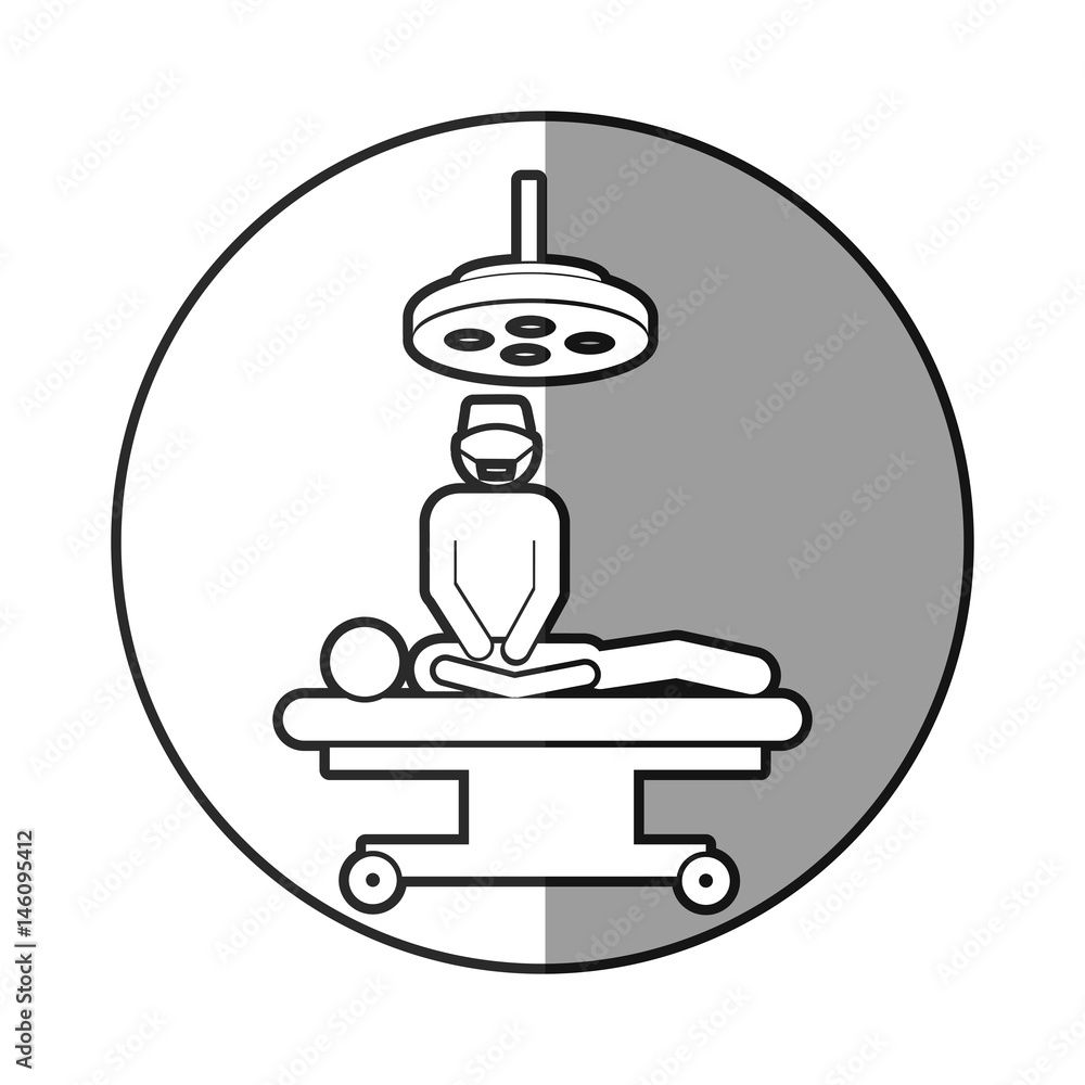 circular frame shading with pictogram patient in surgery vector illustration circular frame shading with pictogram patient in surgery vector illustration