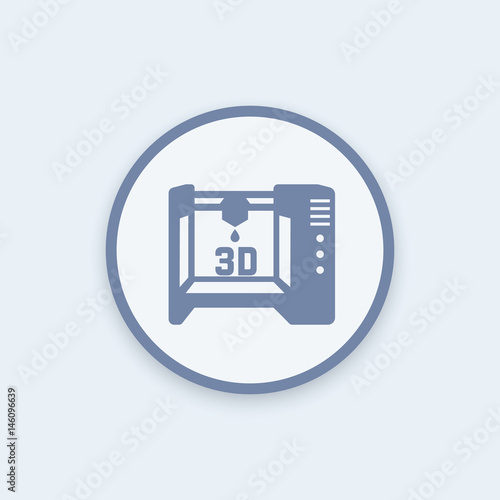 3d printer icon, vector sign