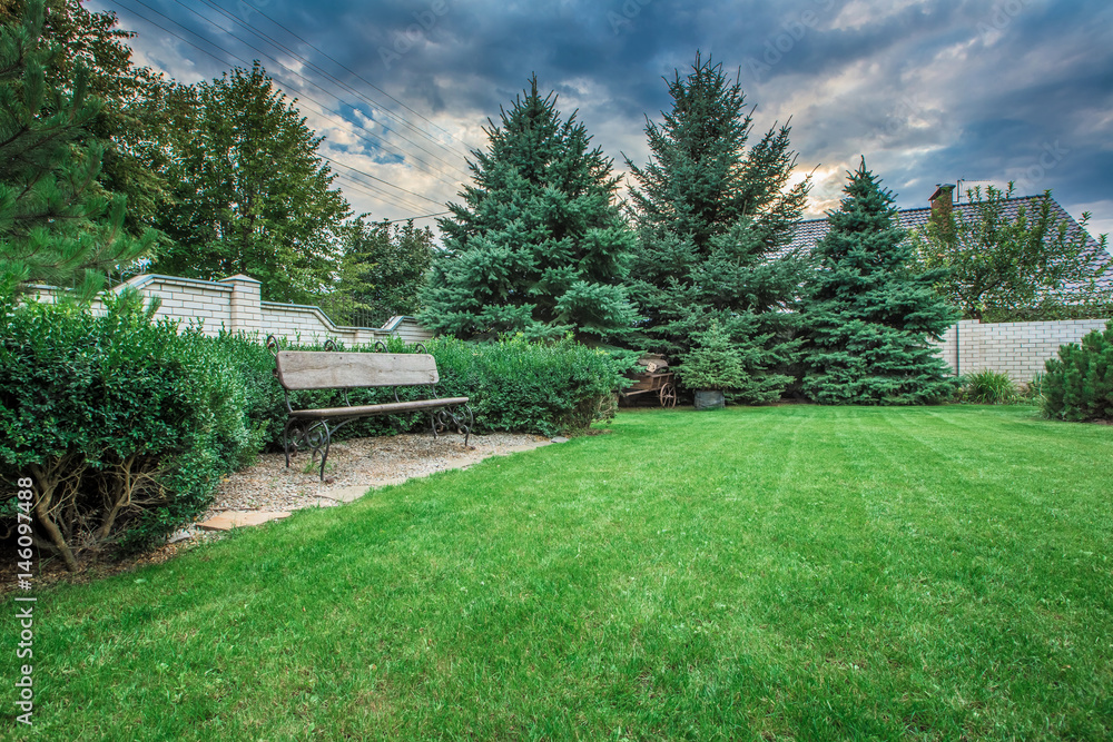Landscape formal, front yard is beautifully designed garden. Landscape formal, front yard is beautifully designed garden.