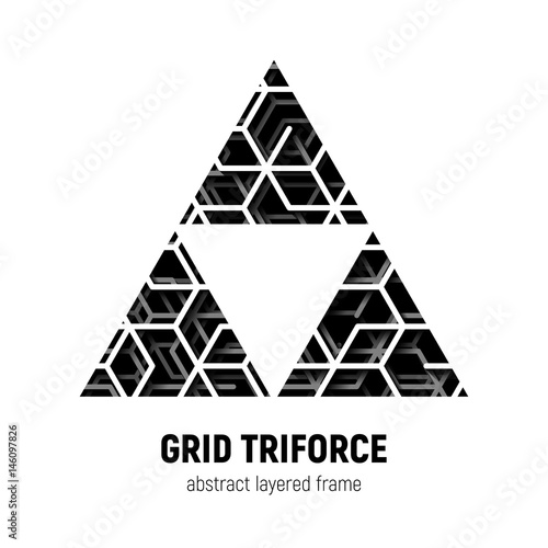 Abstract triangle shape with layered lines triangular grid and shadow