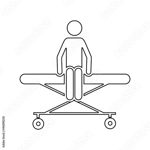 silhouette pictogram patient sit in stretcher clinical vector illustration