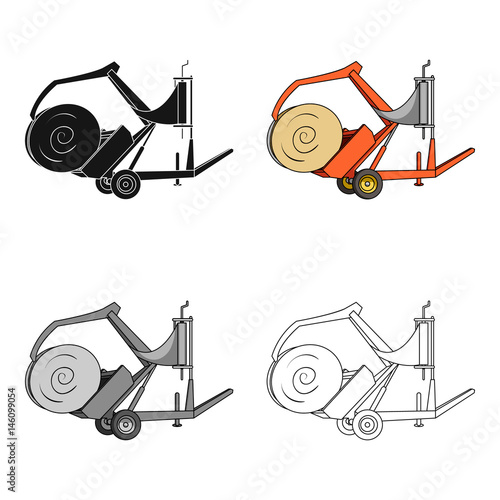 Modern agricultural machinery for  of hay and rolling circles.Agricultural Machinery single icon in cartoon style vector symbol stock illustration.