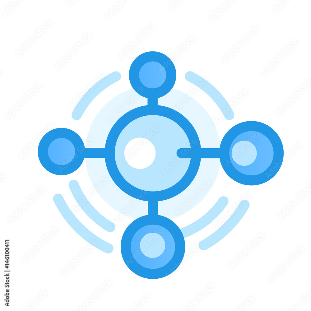 molecule icon isolated on white, flat style with outline molecule icon isolated on white, flat style with outline