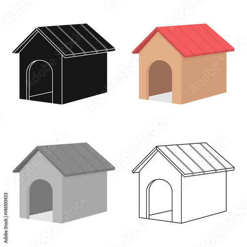 Doghouse vector icon in cartoon style for web