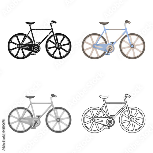 Sport bike racing on the track. Speed bike with reinforced wheels.Different Bicycle single icon in cartoon style vector symbol stock illustration.