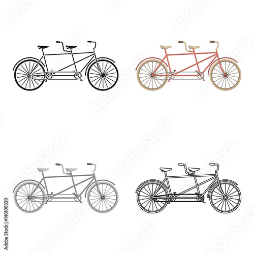 Tandem bike.Pleasure bicycle for two. Double bicycle. The ecological mode of transport.Different Bicycle single icon in cartoon style vector symbol stock illustration.