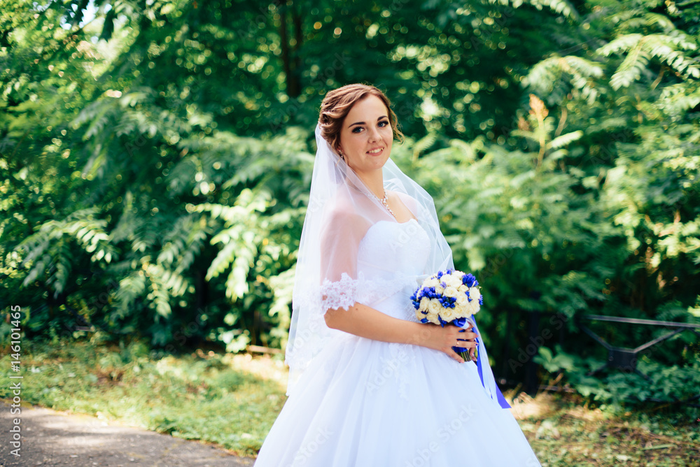 lovers bride in summer Park lovers bride in summer Park