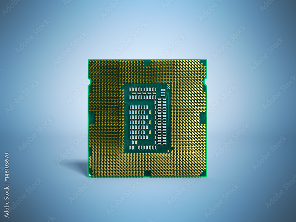 Central Computer Processors CPU High resolution 3d render on blue