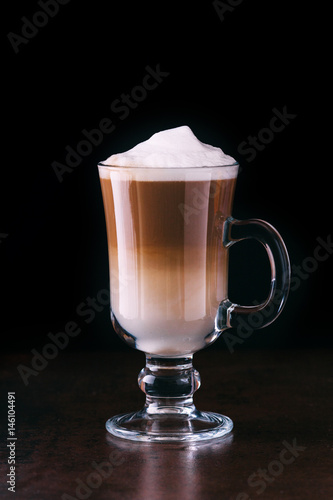 coffee latte macchiato on a black background