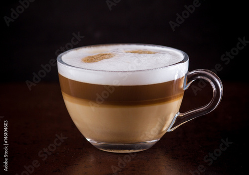coffee latte macchiato on a black background