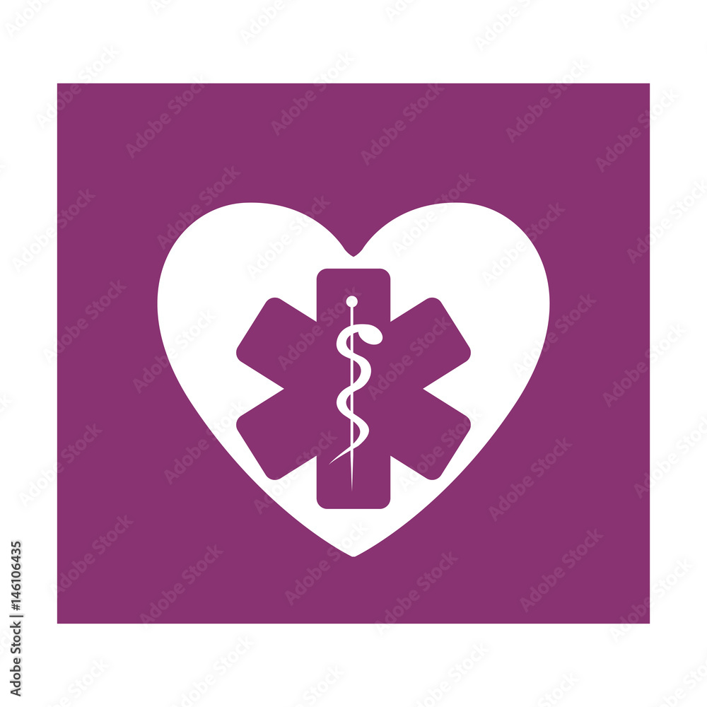 color square frame with health symbol with star of life inside the heart vector illustration color square frame with health symbol with star of life inside the heart vector illustration