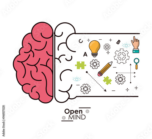 open mind brain intelligence genius idea innovation vector illustration