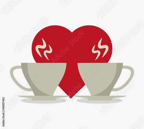 set love for coffee in crokery vector illustration