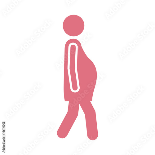 color silhouette pictogram woman pregnant walking vector illustration