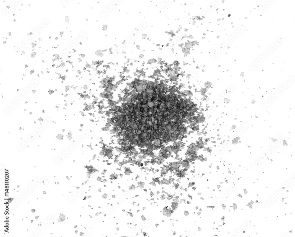 Fototapeta premium Black volcanic salt pile isolated on white background