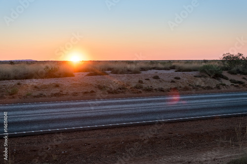 Sunset over Australian outback road