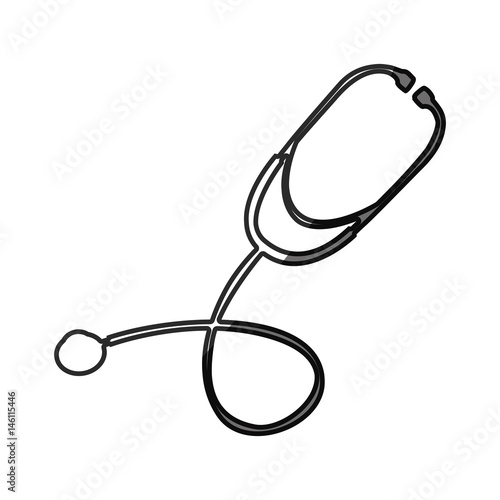 grayscale silhouette with symbol of stethoscope vector illustration