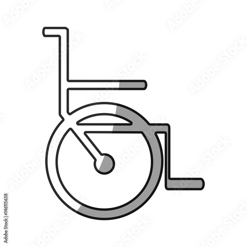 grayscale silhouette with icon of wheelchair vector illustration