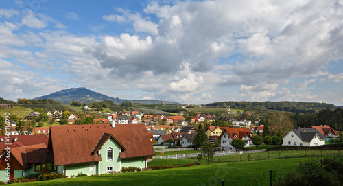 Austrian village Etzersdorf-Rollsdorf (part of the municipality Sankt Ruprecht an der Raab) in the fall. Federal state Styria, Austria.