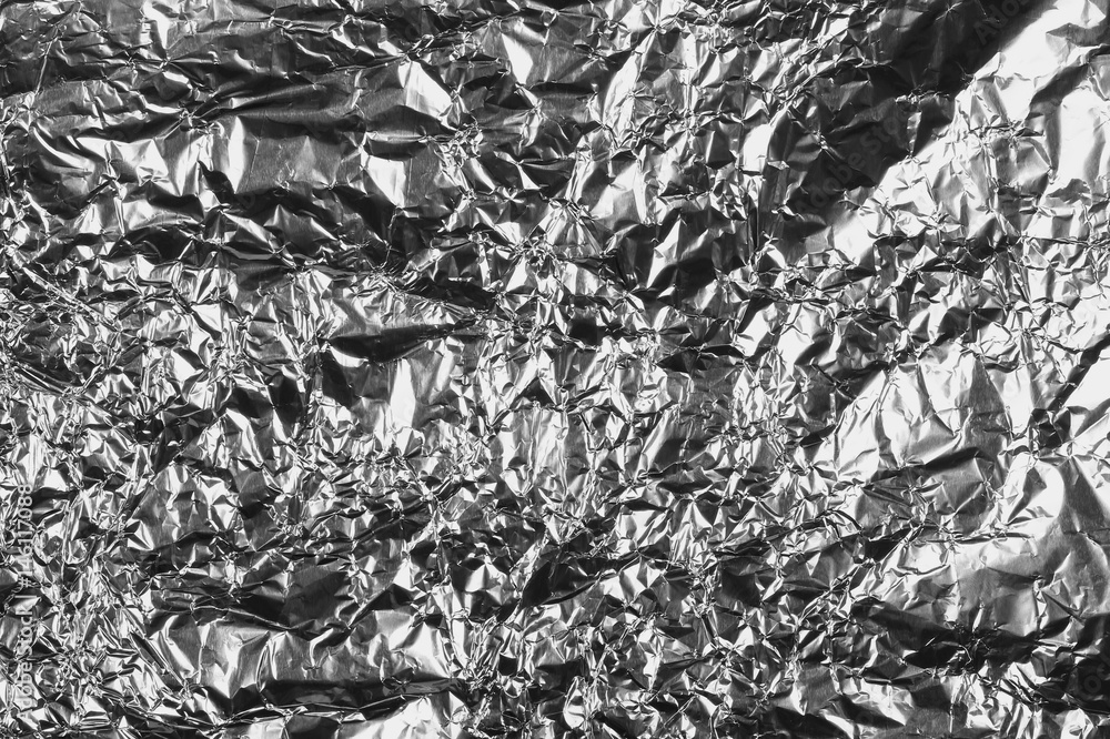 crumpled silver aluminum foil background, abstract texture crumpled silver aluminum foil background, abstract texture