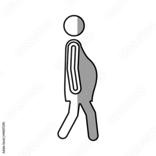 grayscale silhouette with pictogram woman pregnant walking vector illustration