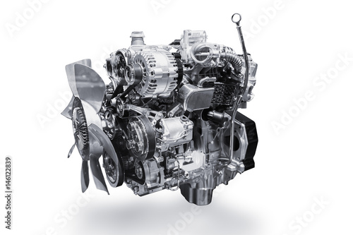 Photo Car Engine isolated on white background with clipping path.
