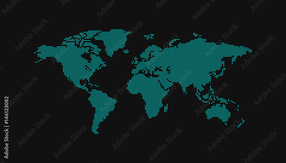 Fototapeta premium Dotted world map vector illustration.