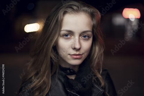 Portrait of serious Caucasian teenage girl photo