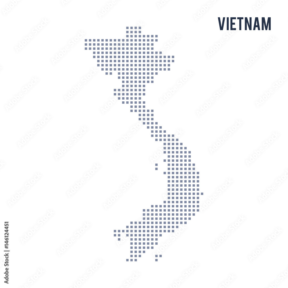 Vector pixel map of Vietnam isolated on white background